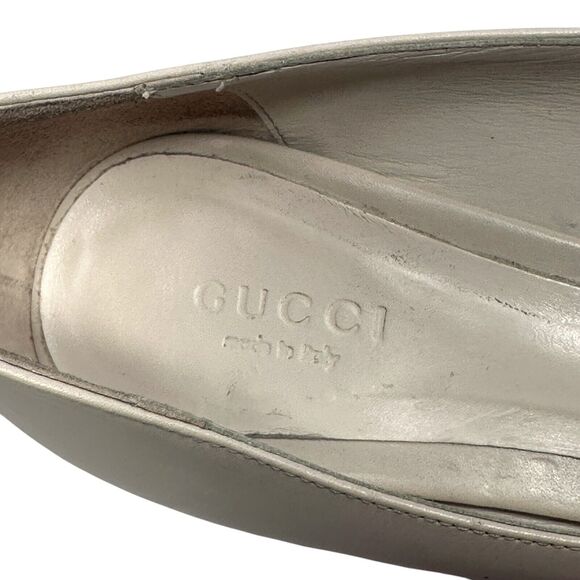 Gucci Peep Toe Horsebit Stiletto Heel Pump Shoes Women 36.5 Beige Leather 247518 - Picture 8 of 10